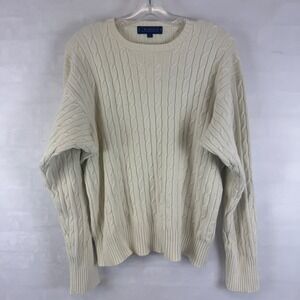 J.‎ McLaughlin Ivory Cable Knit Silk Blend Sweater Size XL Classic Luxury